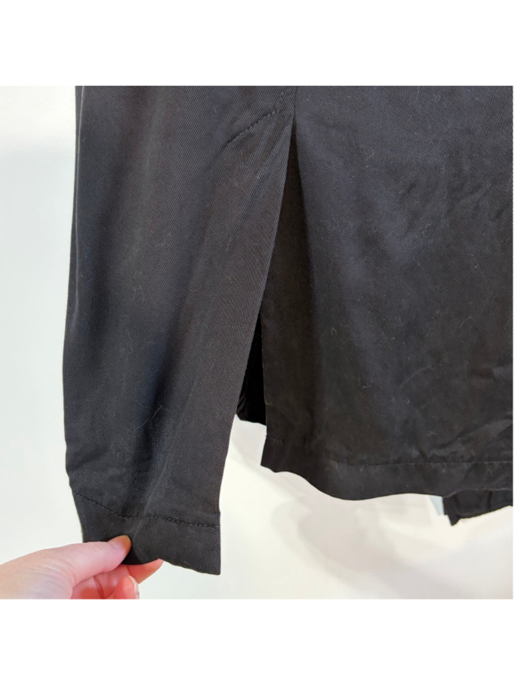Dress Forum Tencel Trench Coat Jacket Women’s Small Black Open Front Pockets - Picture 7 of 14